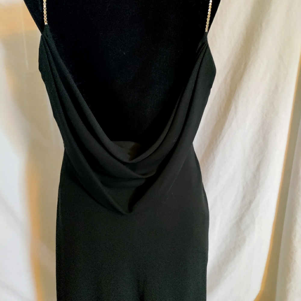 Nightway Cowl Neckline, Open Back with Sparkle Chain Detail Black Organza Jacket
